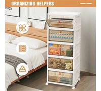Kelvenix 5 Tier Plastic Storage Drawers Box Tower Unit in White | Size: 500mm Kelvenix White 500mm