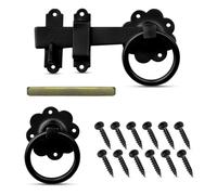 Kelvenix 6" Black Galvanised Ring Gate Latch w/ Ring Handle, Garden Gate Kelvenix Black