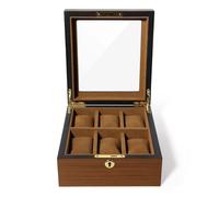 Kelvenix 6 Grids High Quality Watch Box, Watch Display & Storage Case in Brown Kelvenix Brown