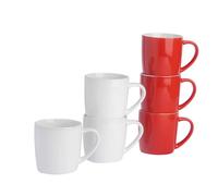 Kelvenix 6x Coloured Coffee Mugs Stoneware 350ml Cappuccino Tea Cups Red/White Kelvenix Multicolor