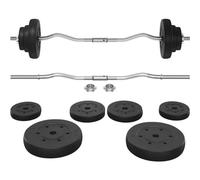 Kelvenix Barbell Weight Set Adjustable Dumbbell Bar 20kg Curl Bar with Plates in Black Kelvenix Black