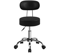 Kelvenix black Rolling Salon Stool with Backrest Height Adjustable | Size: 0.6m2 Kelvenix Black 0.6m2
