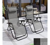 Kelvenix Grey-2x Zero Gravity Reclining Chair Outdoo in Grey | Size: 100 cm Kelvenix Grey 100 cm