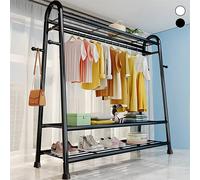 Kelvenix Heavy Duty Double Rail Clothes Hanging Rack, Display Stand with Shelf in Black Kelvenix Black