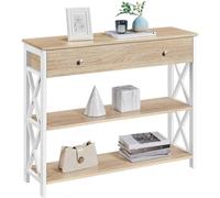 Kelvenix Industrial Console Table with Drawer 100x29.5x80.5cm/Light Oak in Light Oak | Size: 0.6m2 Kelvenix Light Oak 0.6m2