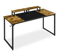 Kelvenix Large Computer Desk with Movable Monitor Stand in Brown | Size: 0.6m2 Kelvenix Brown 0.6m2