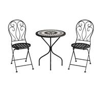 Kelvenix Mosaic Round Bistro Black White Gray Table 2 Chairs Set | Size: 0.6m2 Kelvenix Black 0.6m2