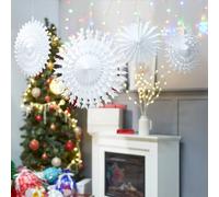 Kelvenix Pack of 12 Paper Snowflake Frozen Hanging Fan Decorations in White | Size: 1 Pack Kelvenix White 1 Pack