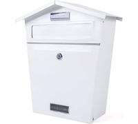 Kelvenix Post Box Mail Letter Box Wall Mounted Metal White Kelvenix White