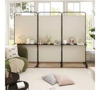 Kelvenix Rolling Privacy Screen 3-Panel Folding Room Divider in White | Size: 0.6m2 Kelvenix White 0.6m2
