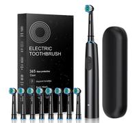 Kelvenix Rotating Electric Toothbrush With 8 Brush Heads 5 Modes In Black Black One Size