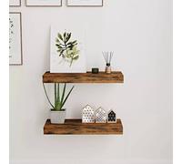 Kelvenix Set of 2 Wall Mounted Floating Shelves for Bathroom & Kitchen in Brown Kelvenix Brown