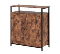 Kelvenix Storage Cabinet Walnut 2 Doors Sideboard Adjustable Industrial Style in Brown | Size: 100 cm x 100 cm Kelvenix Brown 100 cm x 100 cm