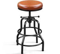 Kelvenix Vintage Industrial Bar Stool Adjustable in Brown | Size: 0.6m2 Kelvenix Brown 0.6m2