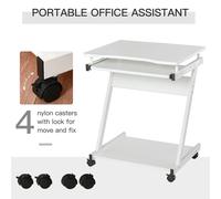 Kelvenix white Movable Computer Desk with 4 Moving Wheels | Size: 0.6m2 Kelvenix White 0.6m2