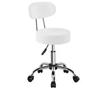 Kelvenix white Rolling Salon Stool with Backrest Height Adjustable | Size: 0.6m2 Kelvenix White 0.6m2