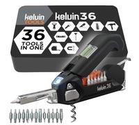 Kelvin Tools - Kelvin 36 Urban Multi Tool Screwdriver Set - All in One Hand Tool with 26 Interchangeable Bits, Tape Measure, Liquid Level, Hammer, Flashlight, Corkscrew and Magnetic Tip