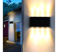 KelvinLux 2 Pack Solar Wall Lights Outdoor 3000K Warm White, IP44 Waterproof, Bright Solar Up and Down Wall Sconce Lighting with 8 LED for Exterior, Porch, Patio, Fence, Garage