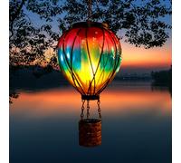 Kelvinlux Hot Air Balloon Outdoor Solar Lantern with Flickering Flame, Hanging Light Waterproof for Garden Patio Yard Party Porch Decor, Solar Glass Lamp for Outside Decorative Gifts (Purple-Blue)