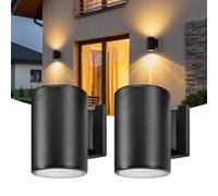KelvinLux Solar Wall Lights Outdoor, Up & Down Modern Sconce Lights 2 Pack | Dusk to Dawn, Warm White Glow, IP65 Waterproof, Stainless Steel Material, Ideal for Patio, Yard, Porch, Garage, Fence