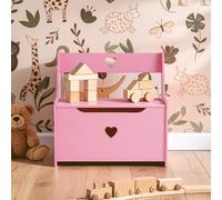 kelvra wooden storage seating bench in pink