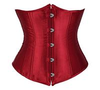 Kelvry Women's Satin Waist Cincher Lace up Boned Bustier Underbust Corset