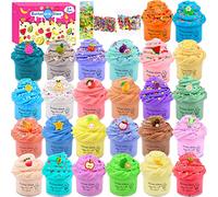 KelvSbem 26 Pack Mini Butter Slime Kit, Fruit Scented Slime with Peachybbies Watermelon Lemon Pumking Charms, Premium Gift for Birthday, Party Bag Fillers, Stress Relief Toy