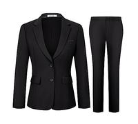 Kelyaa Women's 2 Piece Suit Lady 2 Button Business Work Office Slim Fit Blazer Jacket Pants Set, Black, Medium