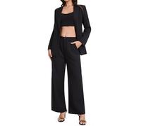 Kelyaa Women's 3 Piece Suit One Button Slim Fit Vest Lady Casual Suit Office Work Formal Blazer Pants Set, Black, Large