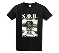 KEMANG Men's Round Neck T-Shirt S.O.D. Speak English Or Die Cool and Breathable Black (Black XL)