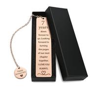 Kemay Copper Anniversary Gifts for Him Her, 7th Wedding Anniversary Gifts for Husband Wife, Romantic Bronze Metal Bookmark for Men Women Couples, 7 Year Marriage Keepsake Present