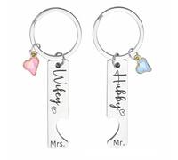 Kemay Personalised Keyring Set for Couples for Engagement Gifts | Heart Matching Keychains Engagement Gifts for Him Her Boyfriend Girlfriend Husband Wife Wedding Anniversary Present