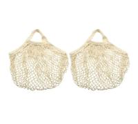 Kemcatui 2 Pack Reusable Mesh Grocery Bags, Washable Cotton Mesh String Tote for Fresh Produce, Fruits Vegetables Grocery Store and Farmers Market, Multi-Use Organizer Bags, Short Handle