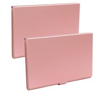 Kemcatui 2 Pack Slim Business Card Case, Professional Pocket Metal Case with Buckle Closure, Card Holders for Men and Women, Rose gold