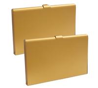 Kemcatui 2 Pack Slim Business Card Case, Professional Pocket Metal Case with Buckle Closure, Card Holders for Men and Women, gold