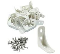 Kemcatui 20 Pcs Plastic Corner Bracket, White Corner Brace 4 Holes L Brackets Small Plastic Shelf Brackets for Wood Shelves, Home Drawers, 1.38 x 1.38 x 0.51 inch