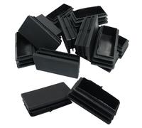 Kemcatui 20Pcs Rectangle End Caps, 2x1 Inch Rectangular Tubing Plugs Black Plastic Plug Insert, Rubber Tube Protectors for Chair, Desk, Pipe (50×25 mm)