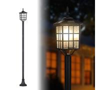Kemeco Solar Lamp Post Light, ST4324SS4 Outdoor Waterproof LED Street Floor Post Lights Solar Powered for Pathway Garden Driveway Landscape Backyard