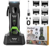 KEMEI 1386 Hair Clipper for Men, Cordless Barber Clipper | Electric Clipper for Hair Cutting, Adjustable DLC Blades, 7000-7500 RPM Motor with LED Display & Charging Base