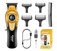 KEMEI 1677 Beard Trimmer for Men, Professional Hair Clippers, Cordless Barber Clippers with LED Display, DLC T-Blade Hair Trimmer, 8000 RPM Turbo Brushless Motor