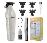 KEMEI 2299 Beard & Hair Trimmer for Men Professional, Zero Gapped Trimmer for Men Cordless Trimmers for Barbers, Gray
