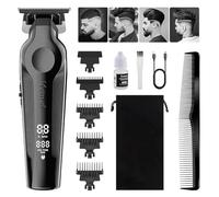 KEMEI 264 Hair Clippers for Men Professional, Cordless T Blade Zero Gap Trimmer, Rechargeable Clippers for Men Haircut, Mens Beard Trimmer with LED Display (Black)