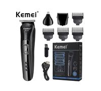 Kemei 3-in-1 Cordless Hair Clipper, Beard Shaver & Nose Trimmer - 4 Guide Combs (3/6/9/12mm), Waterproof Stainless Head, USB Rechargeable (40-60 min)