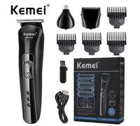 Kemei 3-in-1 Cordless Hair Clipper, Beard Shaver & Nose Trimmer with USB Rechargeable, 4 Guide Combs (3/6/9/12mm), Waterproof
