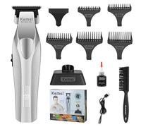 KEMEI 3023-702 Hair & Beard Trimmer for Men, 9000RPM Zero Gapped Trimmer | For Barbers, Full Metal Body, LED Display, Professional Ceramic & DLC Blades