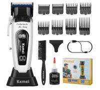KEMEI 90-4 Hair Clippers for Men, 11500 RPM Cordless, LED & DLC Blade | Charging Base Included, Ergonomic Barber Design, Smooth Precise Cutting, Rechargeable Professional Haircut Kit for Salon Use