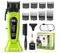 KEMEI 90-4 Hair Clippers for Men, 11500 RPM Cordless, LED & DLC Blade | Charging Base Included, Ergonomic Barber Design, Smooth Precise Cutting, Rechargeable Professional Haircut Kit for Salon Use