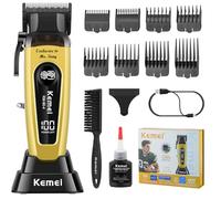 KEMEI 90-4 Hair Clippers for Men, 11500 RPM Cordless, LED & DLC Blade | Charging Base Included, Ergonomic Barber Design, Smooth Precise Cutting, Rechargeable Professional Haircut Kit for Salon Use