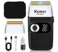 KEMEI Foil Shaver Barber for Men,Electric Razor Rechargeable with Beard Trimmer,Cordless Lithium Titanium Foil Shavers with Travel Case