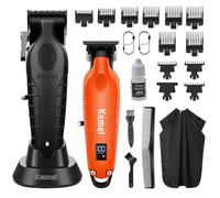 KEMEI Hair Clippers for Men, Professional Clipper and Trimmers Set, Cordless Zero Gap Trimmer for Men with LED Display, 11 Guide Combs